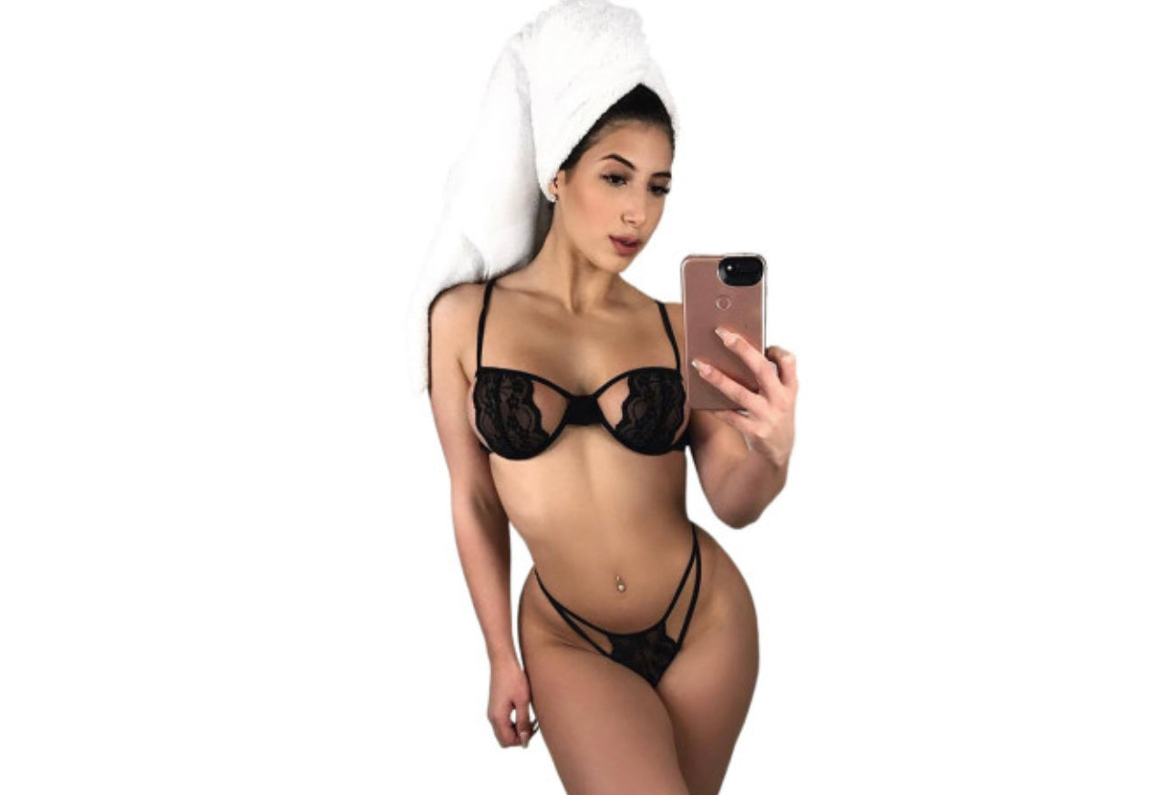 Black Lace Cover Bralette Set