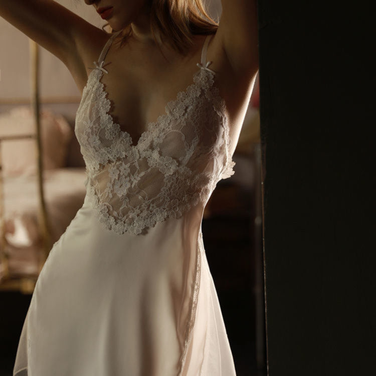 La Belle Fantastique Deep v open back see-through sexy night dress