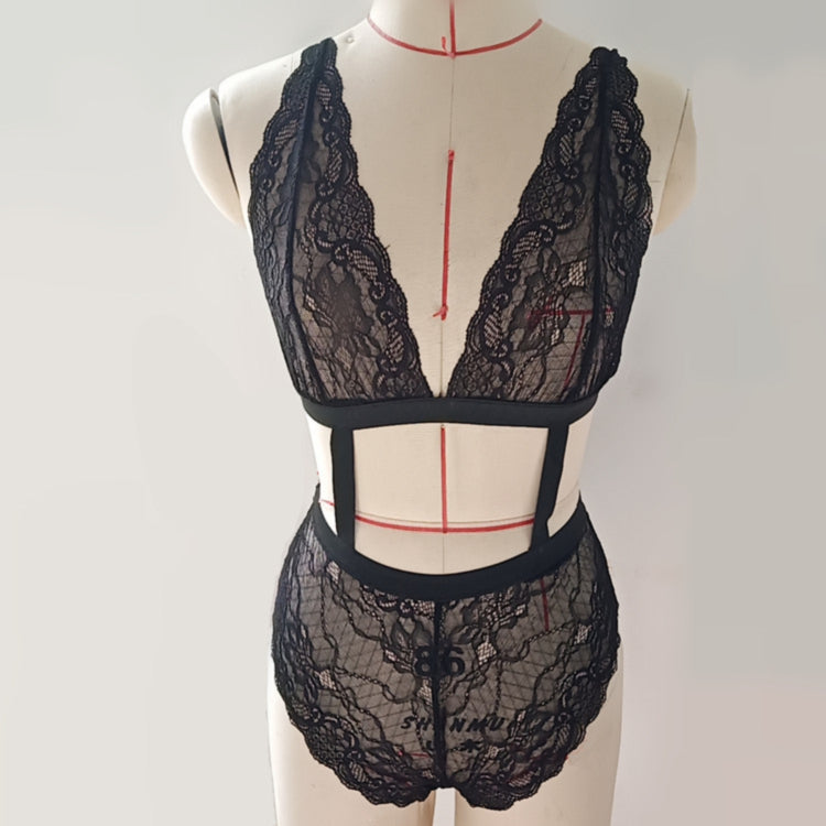 La Belle Fantastique Sexy deep V hollow lace teddy Woman Lingerie | Sexy Lingerie | Lace Nightie | Fashion Lingerie | See Through lingerie