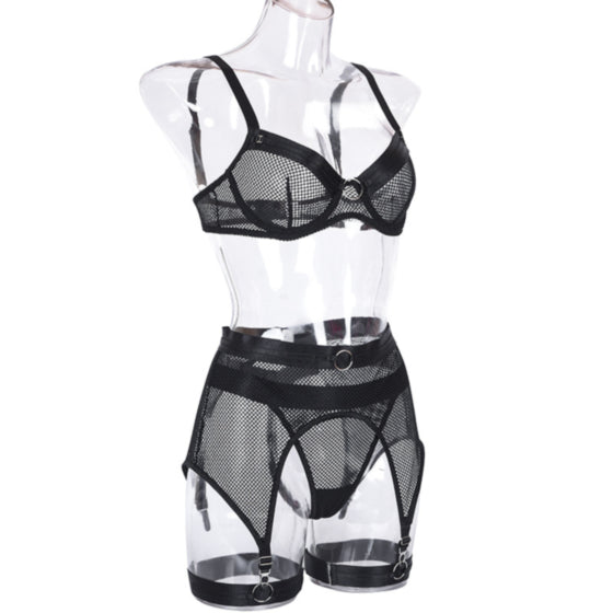 <transcy>Ensemble de lingerie 3 pièces en dentelle La Belle Fantastique | Ensemble de lingerie sexy | Cadeau de mariée | Ensemble de lingerie en dentelle | Ensemble de lingerie noire | Ensemble de lingerie transparente</transcy>
