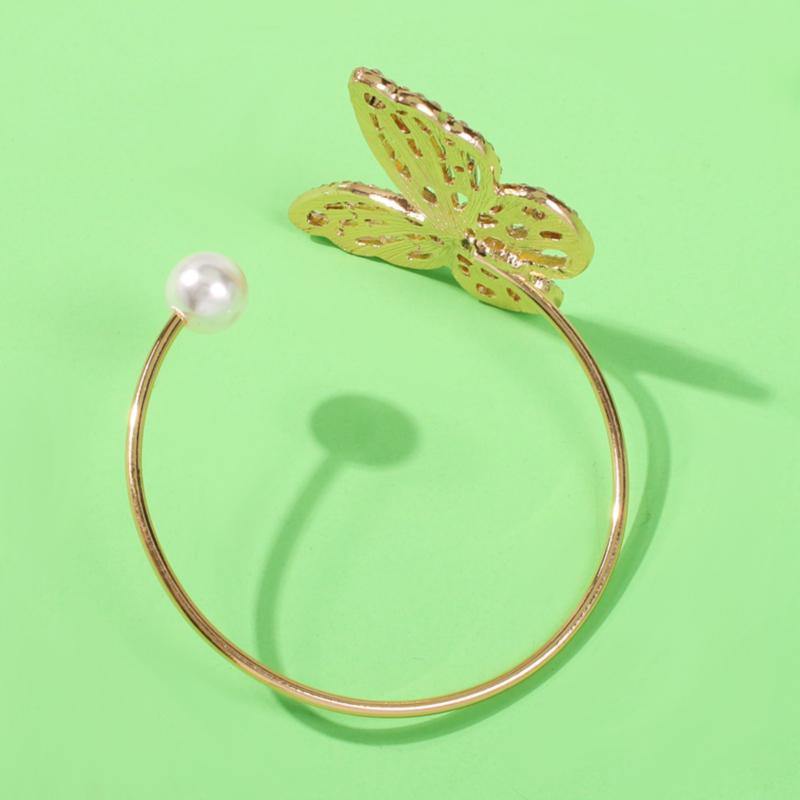 La Belle Fantastique Butterfly rhinestone solid cuff bracelet | Bangle Bracelet | Bracelet for Women | gold bangle Bracelet | Cuff Bracelet - La Belle Fantastique 