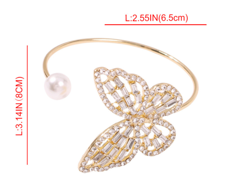 La Belle Fantastique Butterfly rhinestone solid cuff bracelet | Bangle Bracelet | Bracelet for Women | gold bangle Bracelet | Cuff Bracelet - La Belle Fantastique 