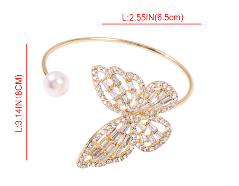 La Belle Fantastique Butterfly rhinestone solid cuff bracelet | Bangle Bracelet | Bracelet for Women | gold bangle Bracelet | Cuff Bracelet - La Belle Fantastique