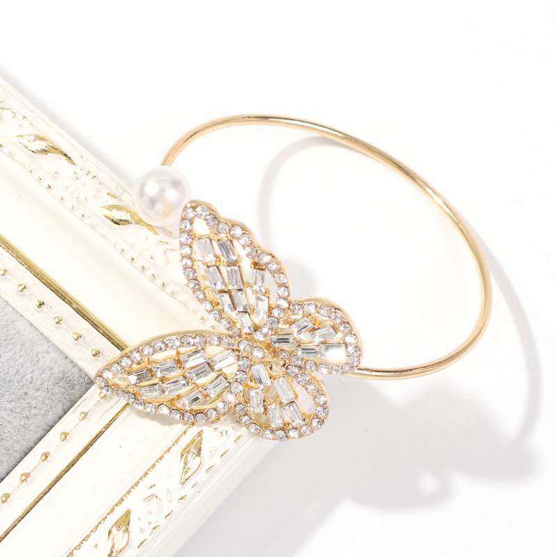 La Belle Fantastique Butterfly rhinestone solid cuff bracelet | Bangle Bracelet | Bracelet for Women | gold bangle Bracelet | Cuff Bracelet - La Belle Fantastique