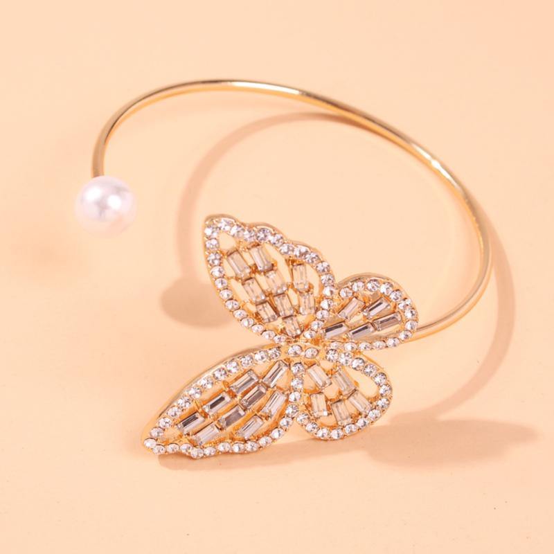 La Belle Fantastique Butterfly rhinestone solid cuff bracelet | Bangle Bracelet | Bracelet for Women | gold bangle Bracelet | Cuff Bracelet - La Belle Fantastique 