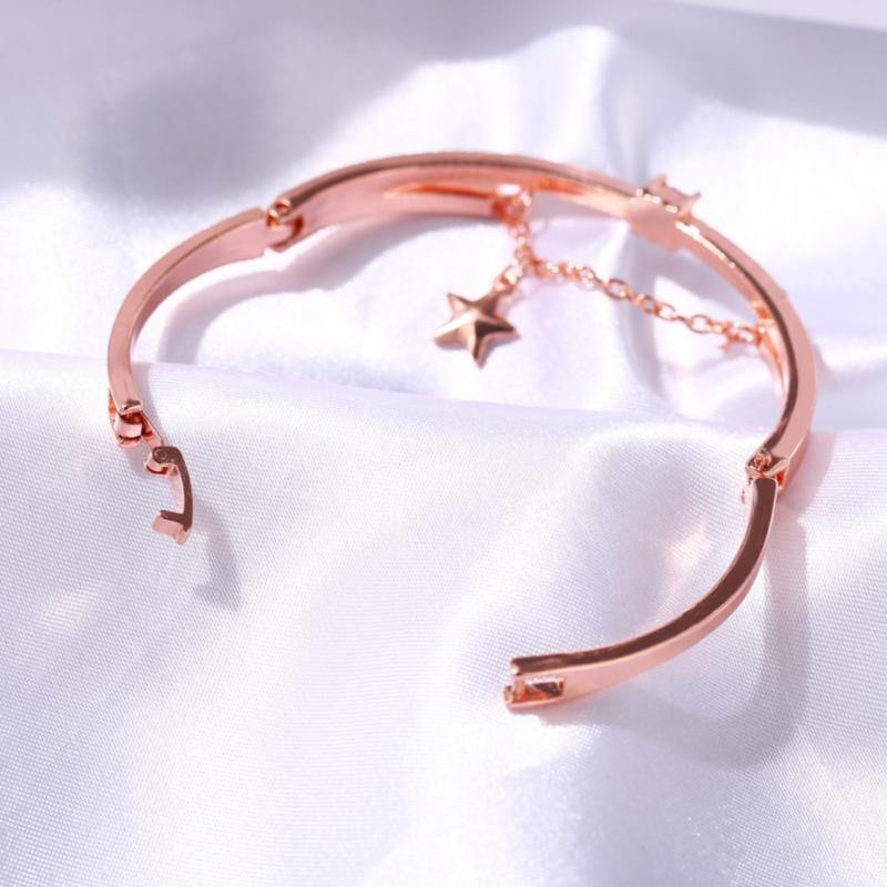 La Belle Fantastique Star decor rhinestone solid cuff bracelet | Bangle Bracelet | Bracelet for Women | gold bangle Bracelet | Cuff Bracelet - La Belle Fantastique