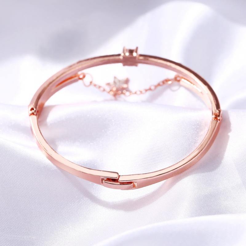 La Belle Fantastique Star decor rhinestone solid cuff bracelet | Bangle Bracelet | Bracelet for Women | gold bangle Bracelet | Cuff Bracelet - La Belle Fantastique
