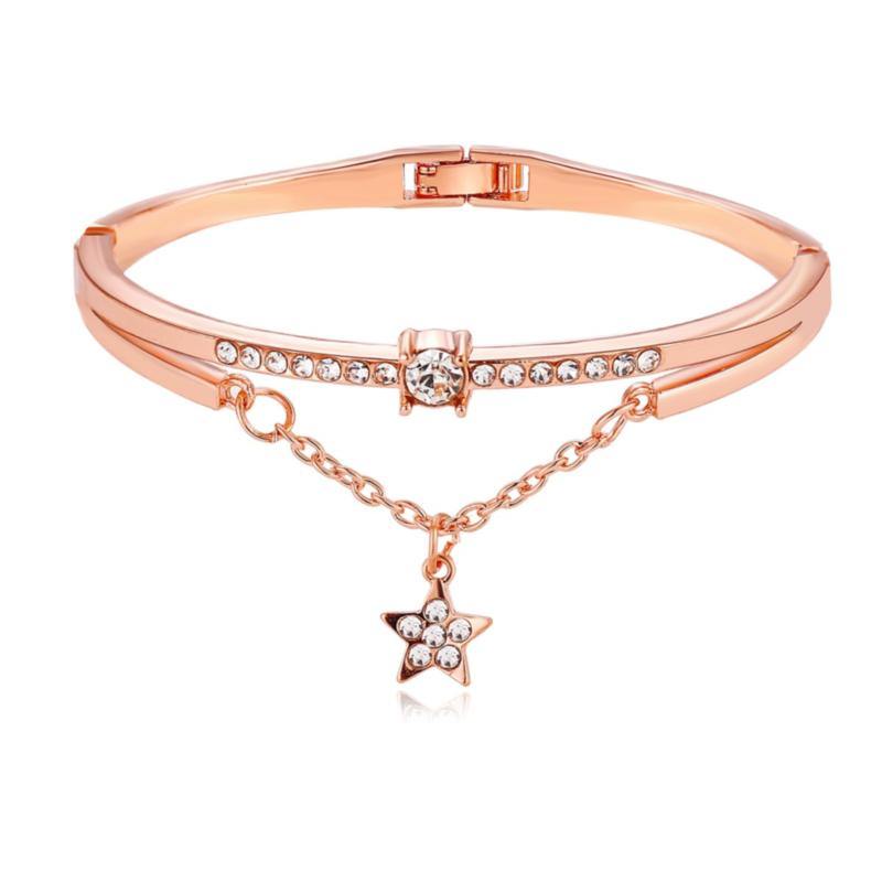 La Belle Fantastique Star decor rhinestone solid cuff bracelet | Bangle Bracelet | Bracelet for Women | gold bangle Bracelet | Cuff Bracelet - La Belle Fantastique