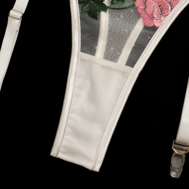 Sexy bridal 3 Piece Mesh Embroidery lingerie Set, Sexy lingerie Set, Bride gift, Lace lingerie set Sheer lingerie set holiday gift