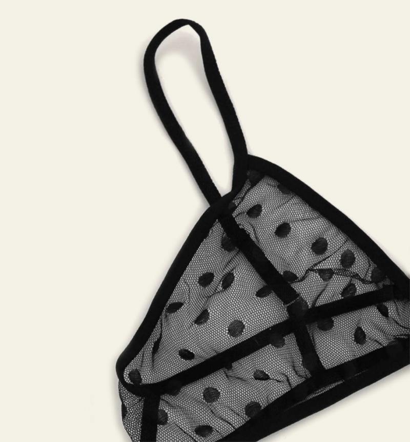 La Belle Fantastique 3 Piece Polka Dot Lace lingerie Set | Sexy lingerie Set | Bride gift | Black lingerie set | Sheer lingerie set - La Belle Fantastique