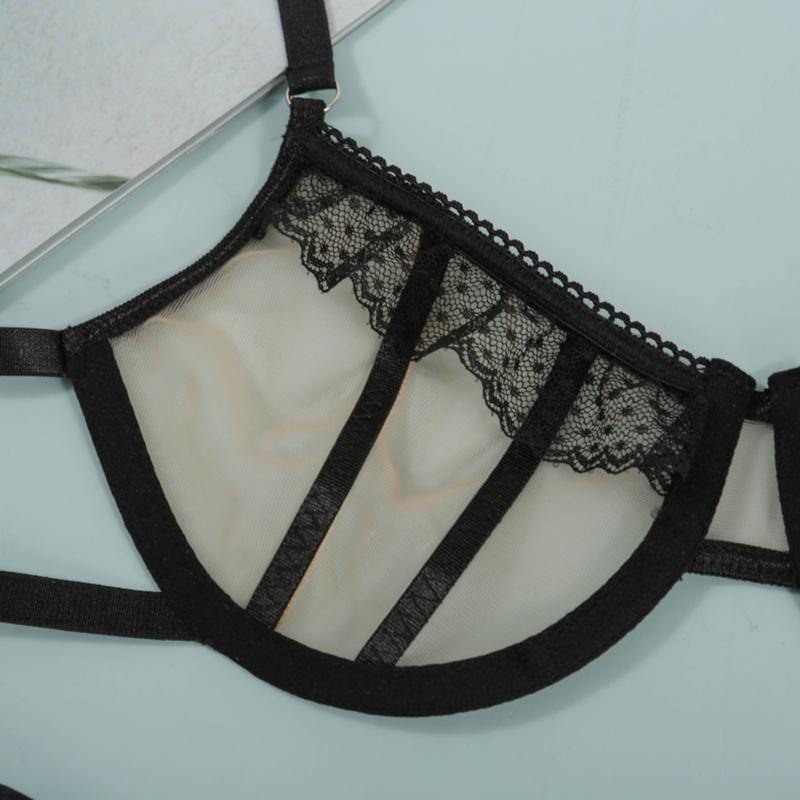 La Belle Fantastique Brinley 2 Pieces Sexy Lingerie Set | Sexy Beige Lace Hollow | See Through Lingerie Bridal | Gift For Her Wedding Gift - La Belle Fantastique