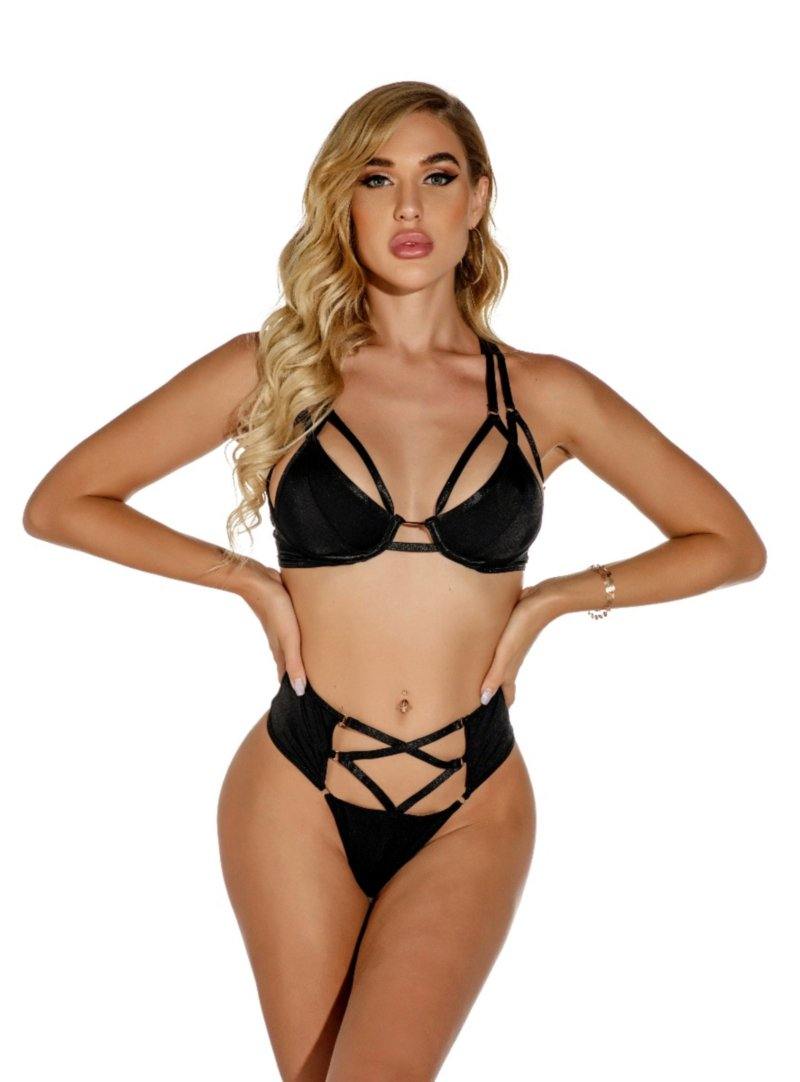 La Belle Fantastique 2 Pieces Black Sexy Danica Lace Bra set | Black Bra Set and G-String - La Belle Fantastique