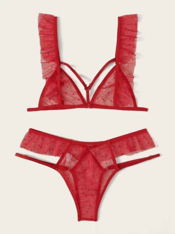 La Belle Fantastique Jasmine 2 Pieces Sexy Lingerie Set | Red See Through Lingerie Bridal | Personalized Gift For Her Wedding Gift - La Belle Fantastique