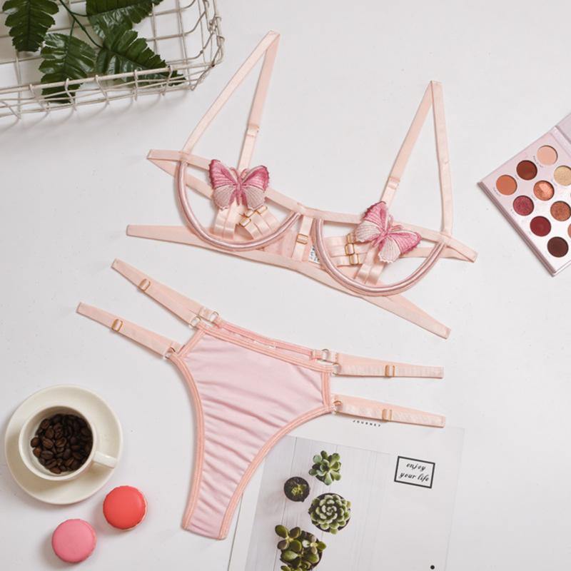 La Belle Fantastique Fleur 2 Pieces Sexy Lingerie Set | Sexy Rose Lace Hollow | See Through Lingerie Bridal |Gift For Her Wedding Gift - La Belle Fantastique