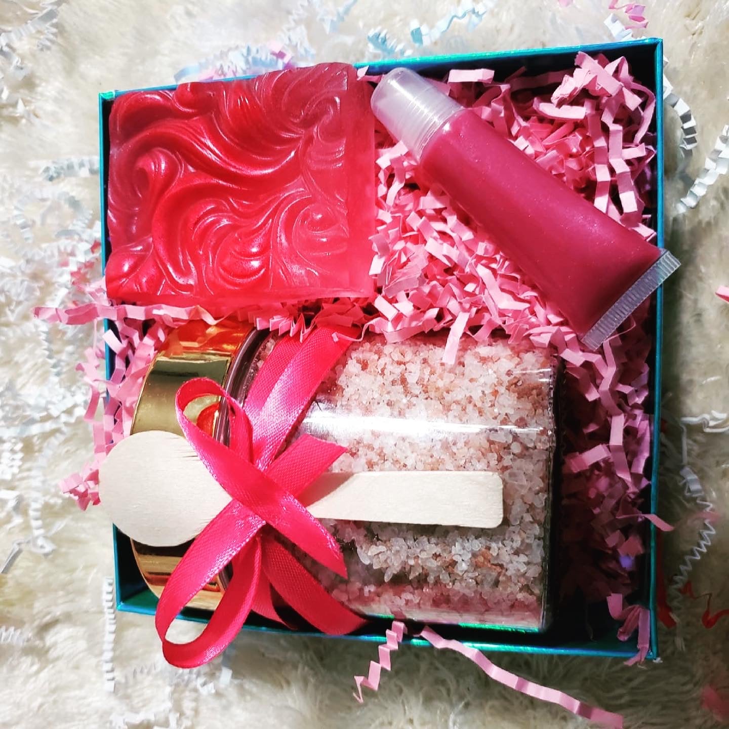 Goat Milk Bath Powder, Himalayan Pink Bath Salt, Massage Soap, Lip Gloss, Gift for Mom, Wife, Girlfriend