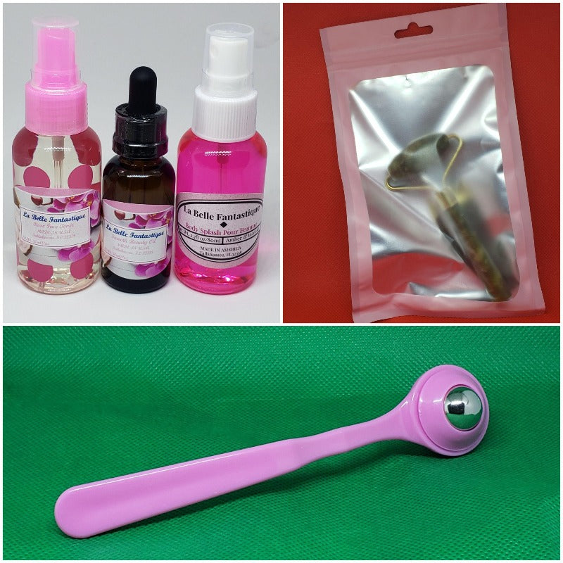 La Belle Fantastique Set of Jade Facial Roller | Neck | Massage for Skin | Facial Roller | Facial Body | Face & Neck Massage | Smooth Beauty Oil - La Belle Fantastique