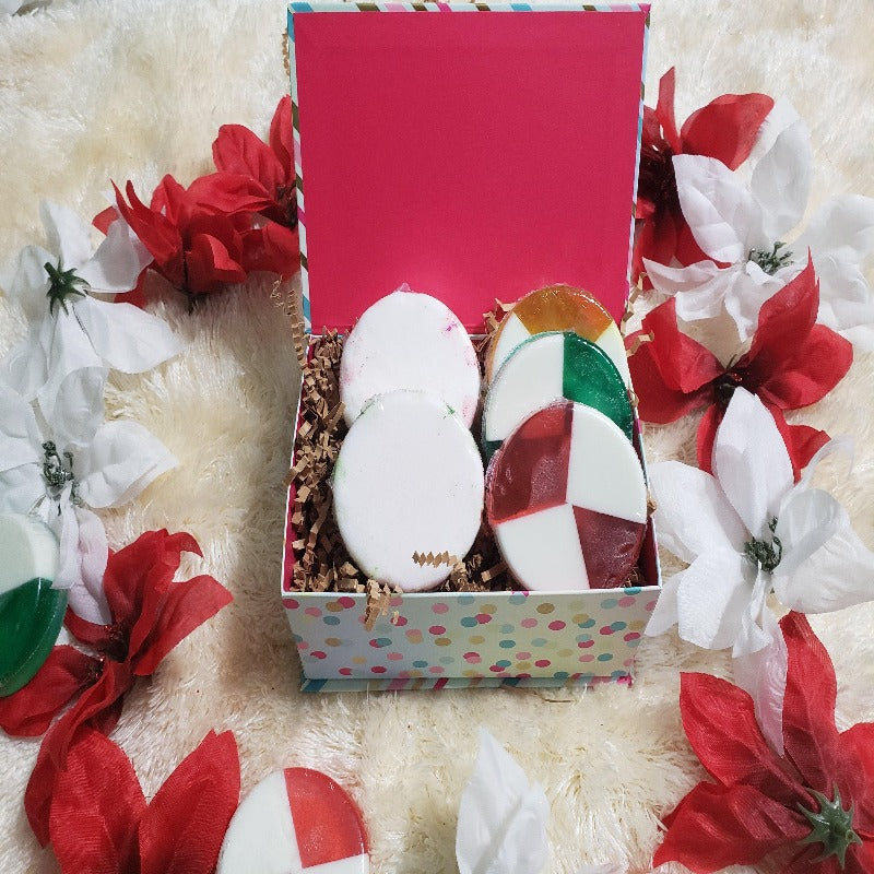 Spa Set for Women, Spa Gift Set for Mom, Gift Set Handmade Soap, Gifts Under 25, Natural Bath Gift Basket Women | 2 bath bombs and 3 peppermint soaps - La Belle Fantastique