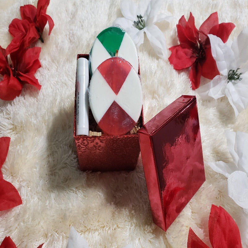 Spa Gift Set for Women, Spa Gift Set for Mom, Gift Set Handmade Soap, Gifts Under 30, Natural Bath Gift Basket Women | 2 Peppermint Soaps | 1 Lip Balm - La Belle Fantastique