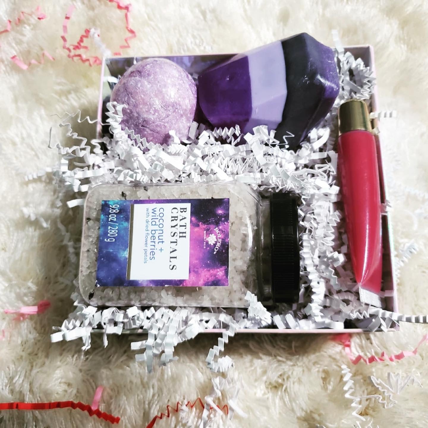 Crystals Bath Salt, Lip Gloss, Double Butter Bath Melts, Crystal Soap, Gift for Mom, Wife, Girlfriend