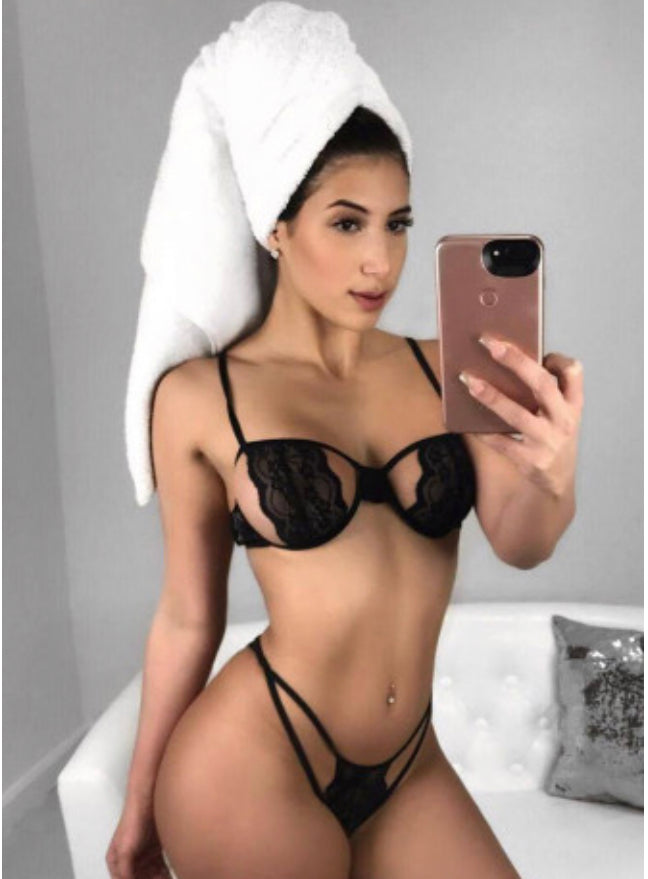 Black Lace Cover Bralette Set