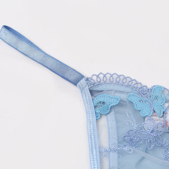 La Belle Fantastique Malia 2 PC Blue Embroidery Sexy Lingerie