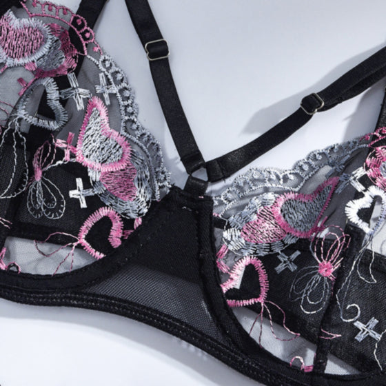 La Belle Fantastique 3 Piece Lace lingerie Set | Sexy lingerie Set |Bride gift | Lace lingerie set | Black lingerie set | Sheer lingerie set