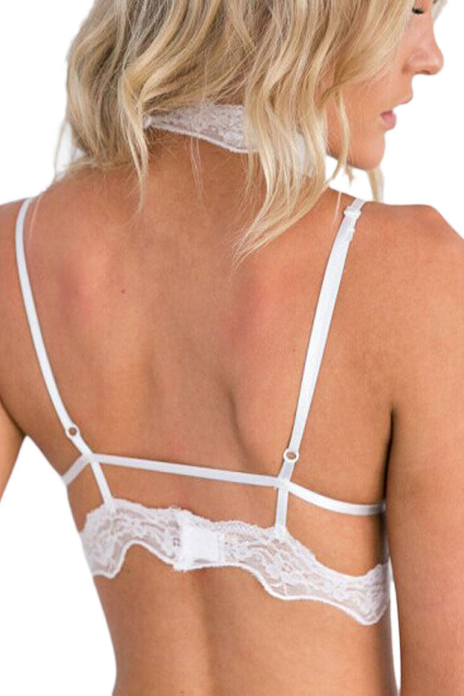 Seductive strappy choker lace bra