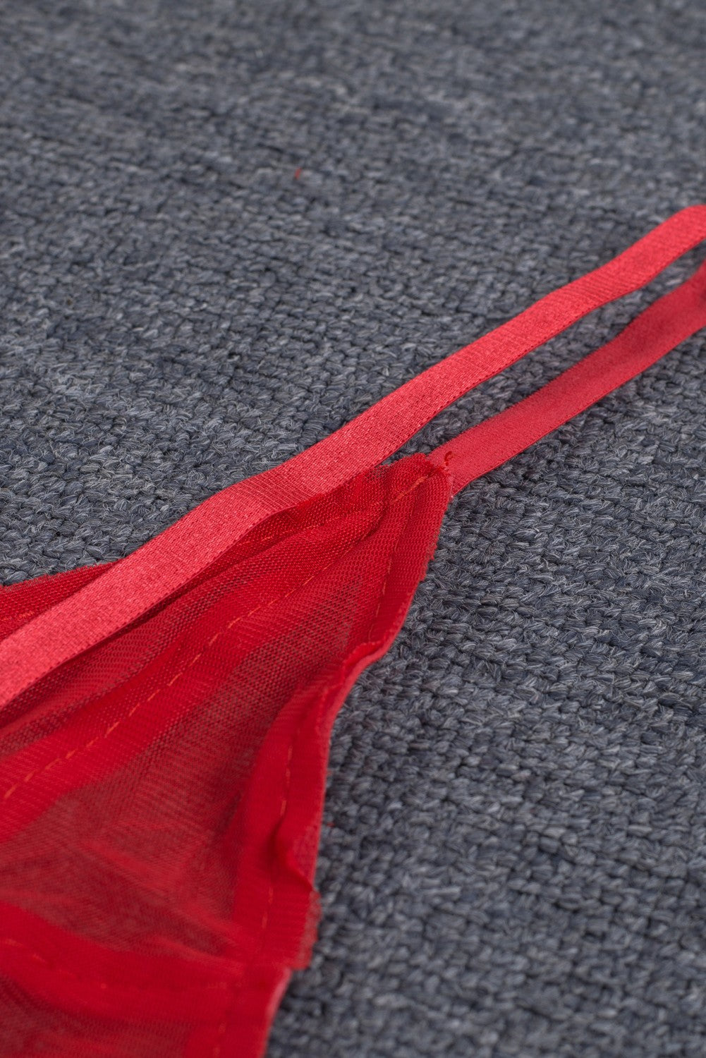 Red / Black Low Waist Mesh Bralette Set