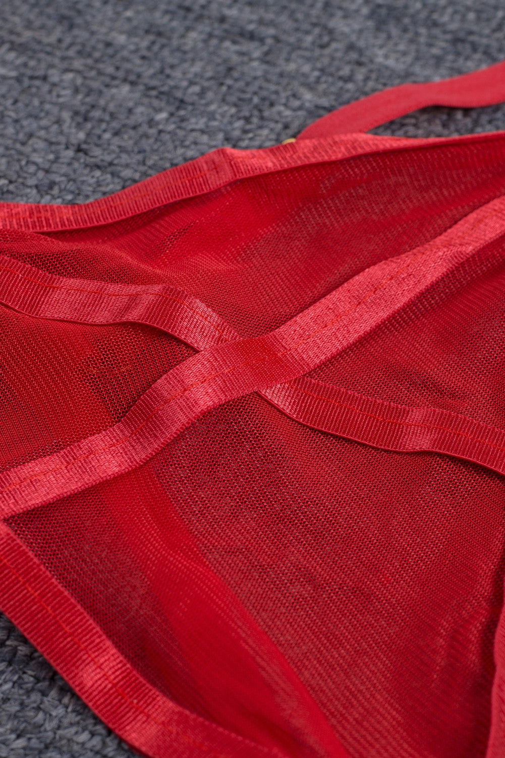 Red / Black Low Waist Mesh Bralette Set