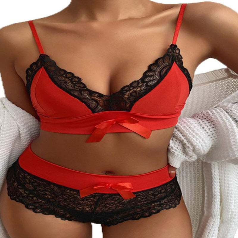 La Belle Fantastique 2 Pieces Red and Black Bowknot