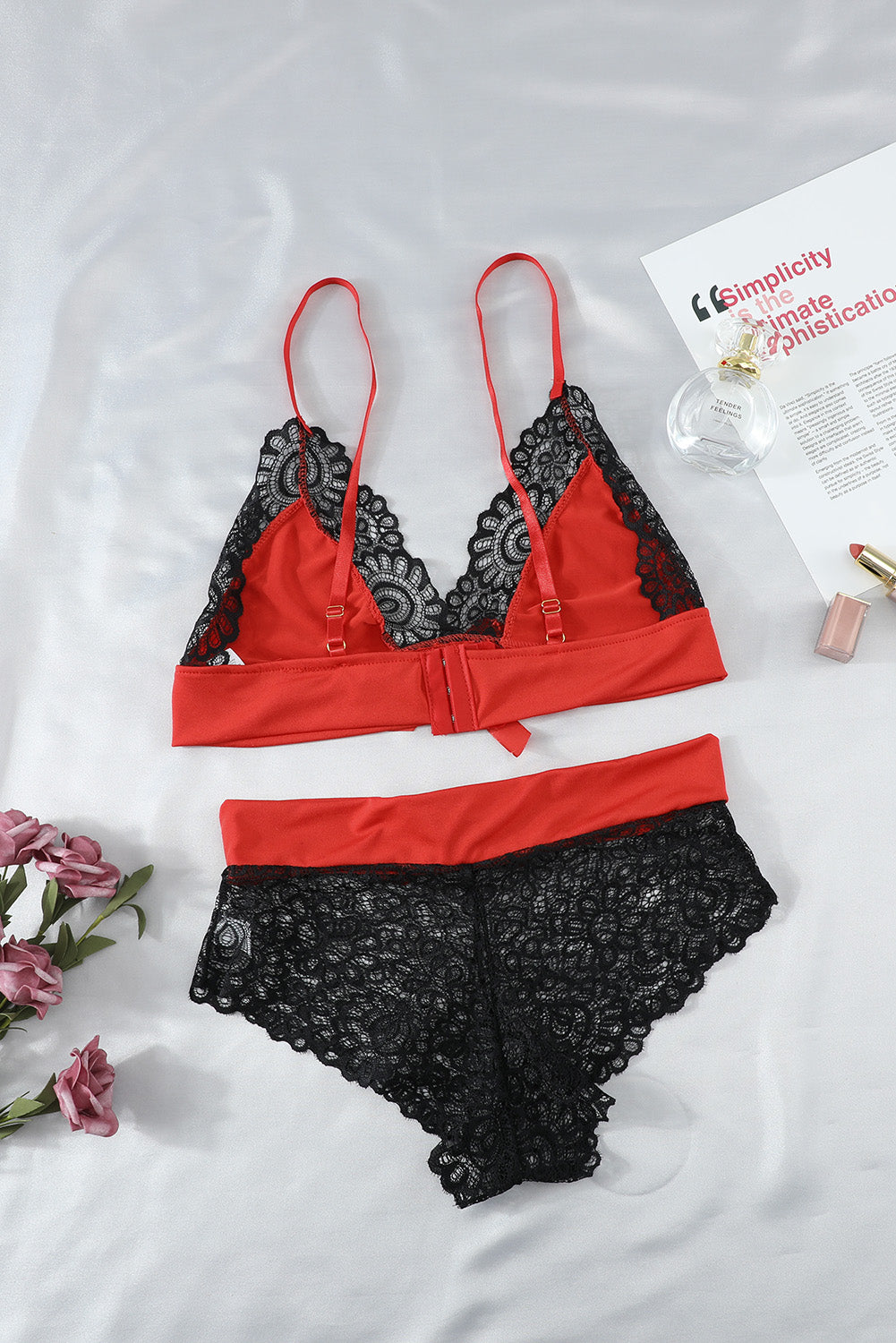 La Belle Fantastique 2 Pieces Red and Black Bowknot