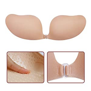 La Belle Fantastique Adhesive Silicone Bra, Invisible Stick On Bras Strapless Backless Bra Reusable Gel Lift Pasties Push Up Bra Sticky Nude