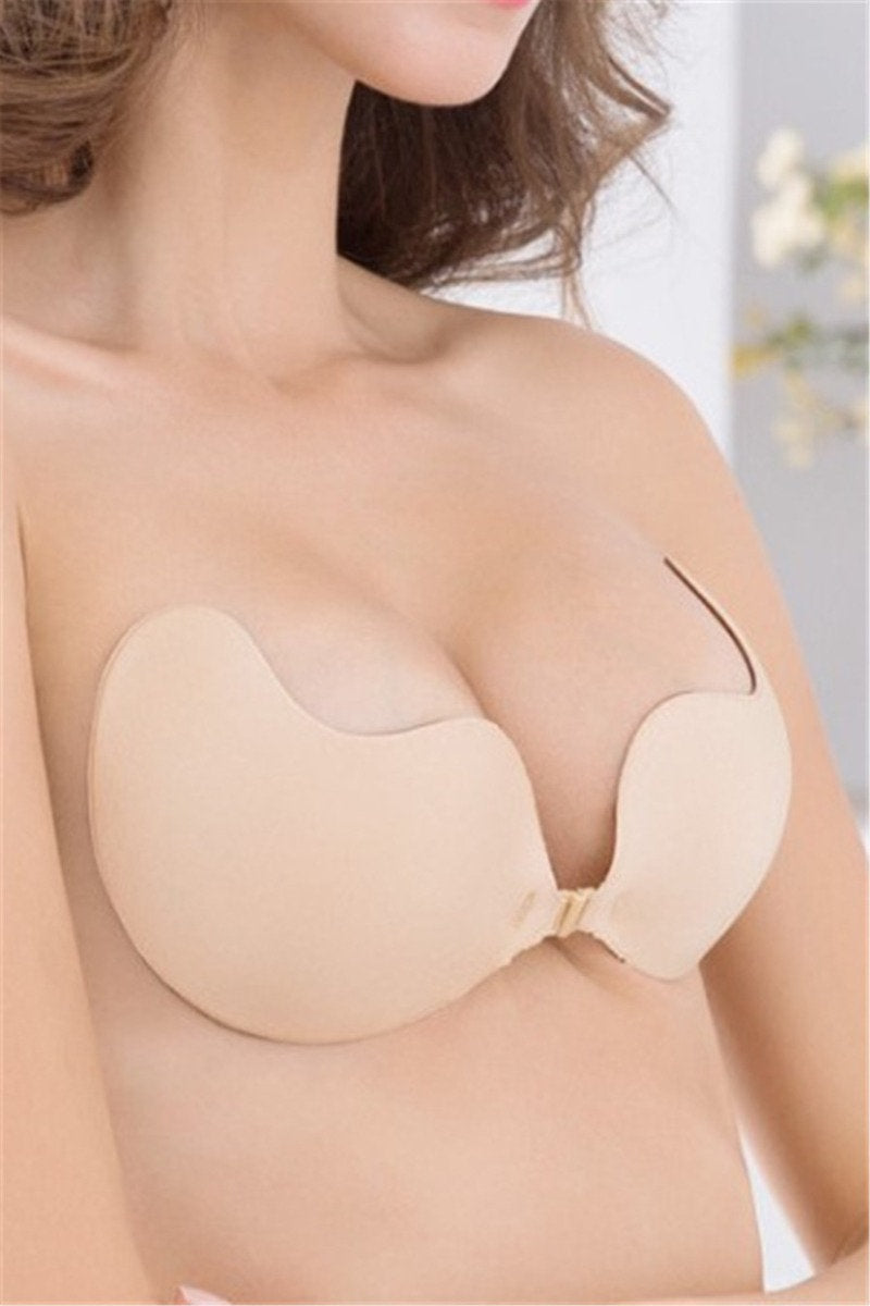 La Belle Fantastique Adhesive Silicone Bra, Invisible Stick On Bras Strapless Backless Bra Reusable Gel Lift Pasties Push Up Bra Sticky Nude