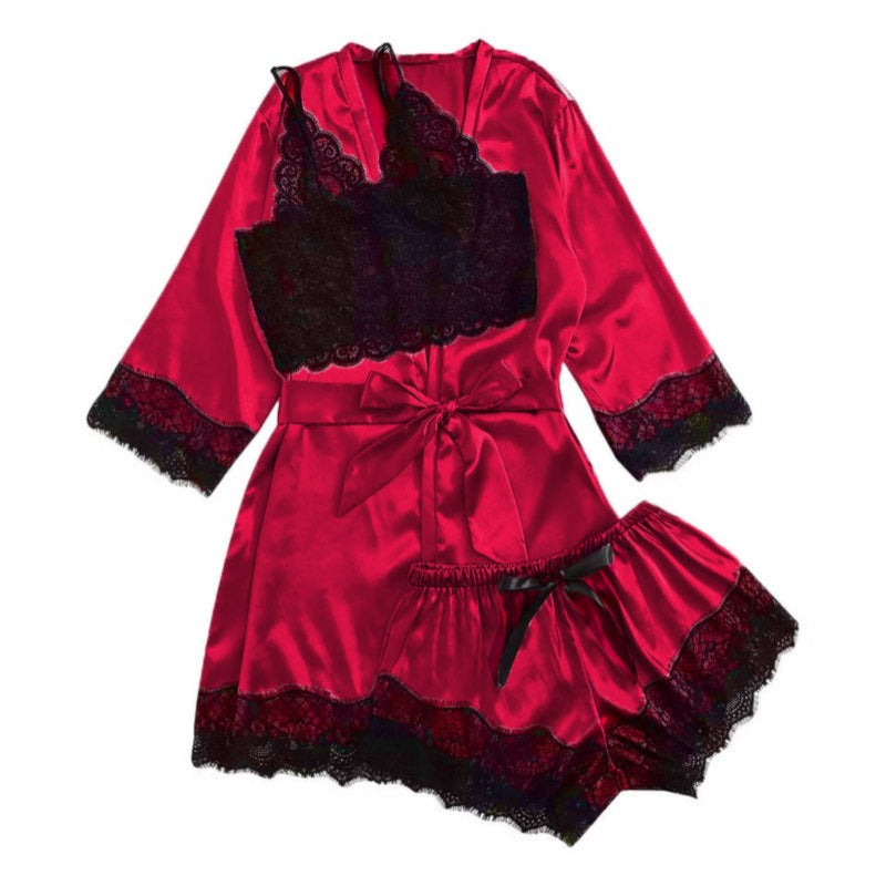 <transcy>La. Belle Fantastique Pyjama uni à manches trois-quarts, ensemble de 3 pièces | Cadeau pour elle | Cadeau de douche unique | Cadeau de demoiselles d'honneur</transcy>