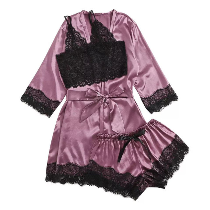 <transcy>La. Belle Fantastique Pyjama uni à manches trois-quarts, ensemble de 3 pièces | Cadeau pour elle | Cadeau de douche unique | Cadeau de demoiselles d'honneur</transcy>