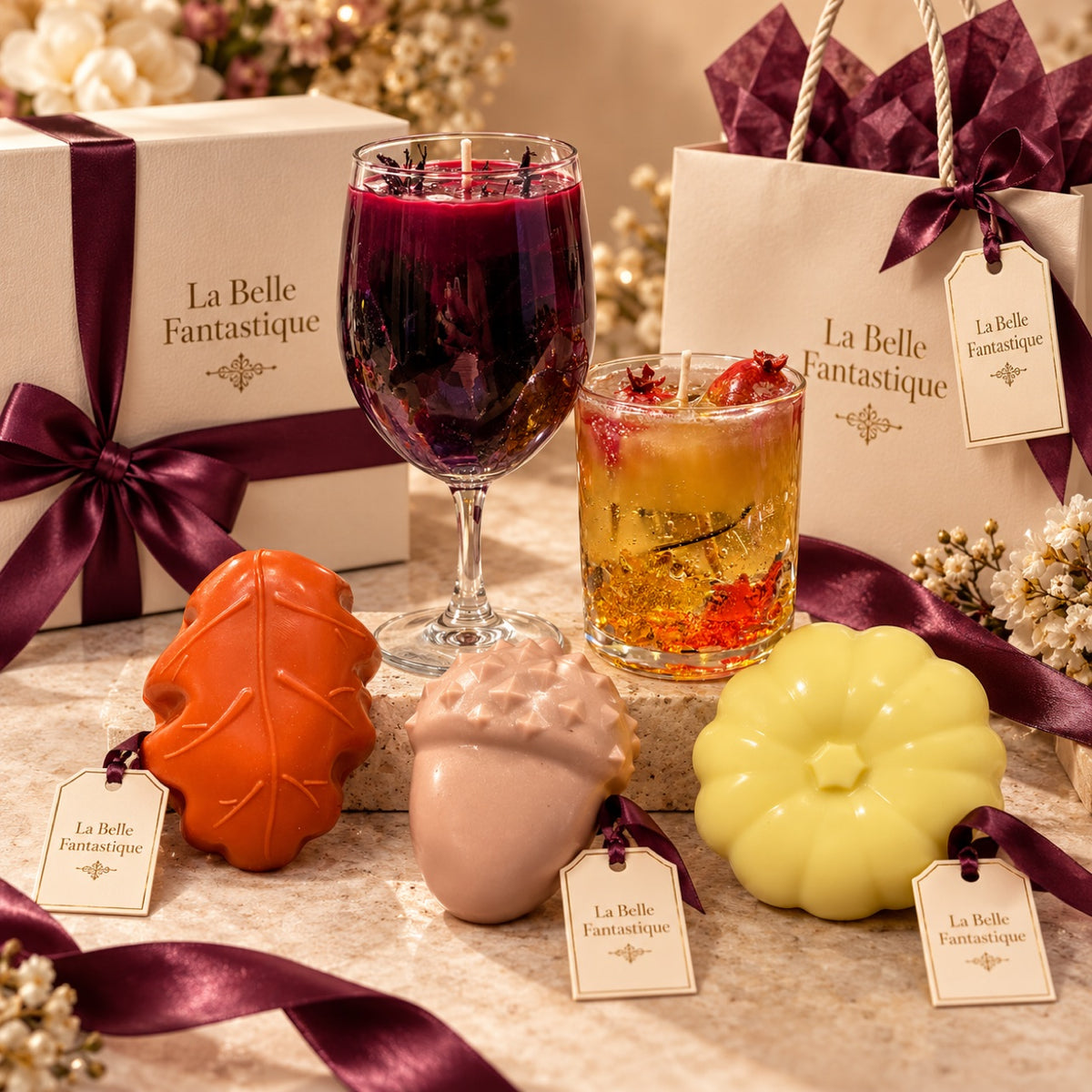 La Belle Fantastique Autumn Harvest Wine Glass Candle