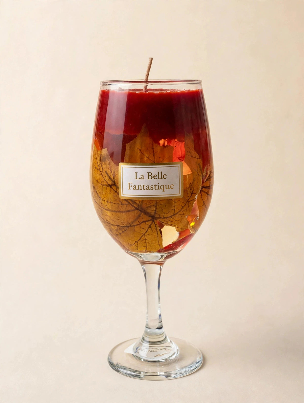 La Belle Fantastique Crimson Leaf Wine Glass Candle