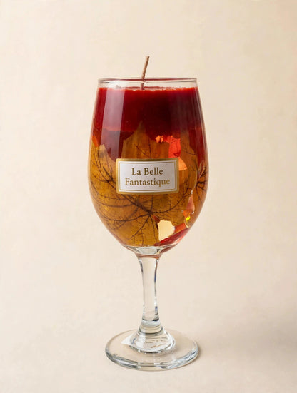 La Belle Fantastique Crimson Leaf Wine Glass Candle