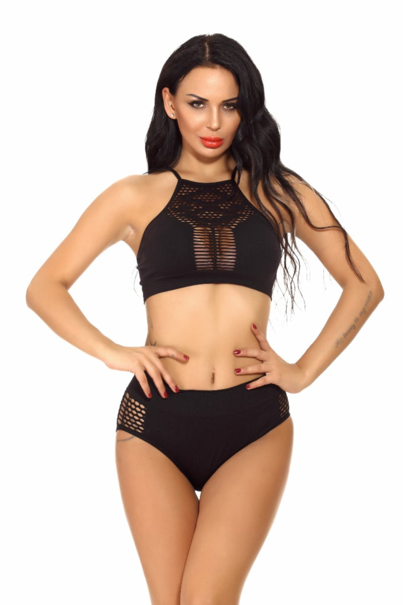 La Belle Fantastique 2 Pieces Black Sexy Elastic Bra set | Black Bra Set