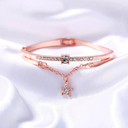 La Belle Fantastique Star decor rhinestone solid cuff bracelet | Bangle Bracelet | Bracelet for Women | gold bangle Bracelet | Cuff Bracelet - La Belle Fantastique 