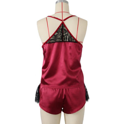 La Belle Fantastique Oakley Lace Silk Nightwear Shorts Set |  Pajama Set | Lingerie Set | Sexy Lingerie | Underwear Set | Anniversary Gift - La Belle Fantastique 