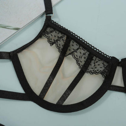 La Belle Fantastique Brinley 2 Pieces Sexy Lingerie Set | Sexy Beige Lace Hollow | See Through Lingerie Bridal | Gift For Her Wedding Gift - La Belle Fantastique 