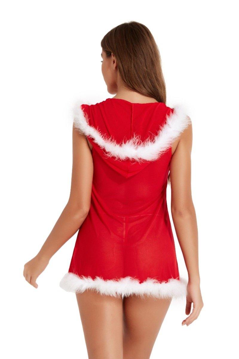 La Belle Fantastique Emma | Sexy Christmas Lace Nightdress With Hat | Christmas Nightgown | Christmas Lingerie | Christmas Gift For Women's - La Belle Fantastique 