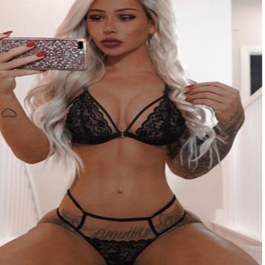 <transcy>Ensemble de lingerie 3 pièces en dentelle La Belle Fantastique | Ensemble de lingerie sexy | Cadeau de mariée | Ensemble de lingerie en dentelle | Ensemble de lingerie noire | Ensemble de lingerie transparente</transcy>