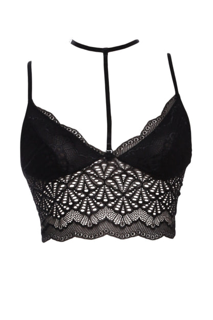 Seductive strappy choker lace bra