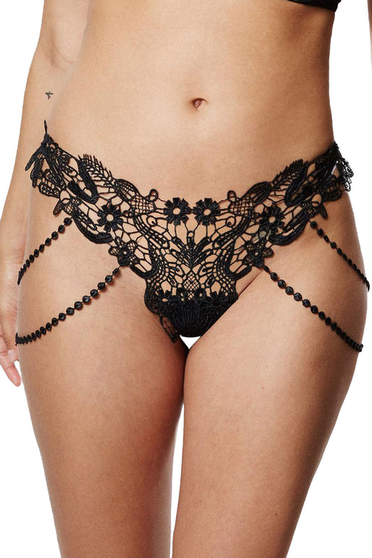 Beaded chain embroidery thong, crotchless pearl panties, crotchless panties, crotchless panties for women, open crotch panties for women