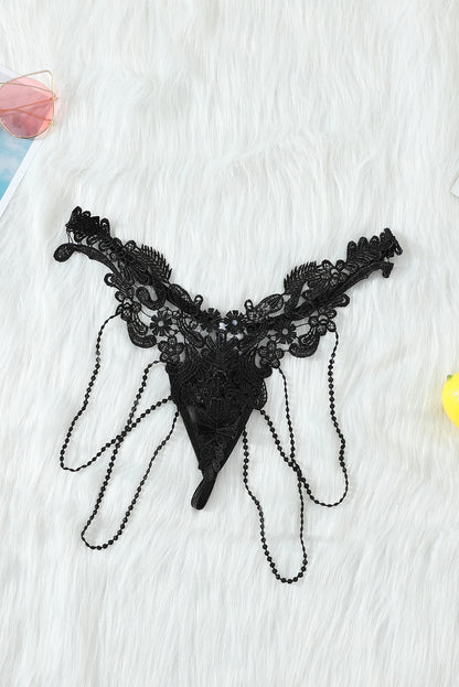 Beaded chain embroidery thong, crotchless pearl panties, crotchless panties, crotchless panties for women, open crotch panties for women