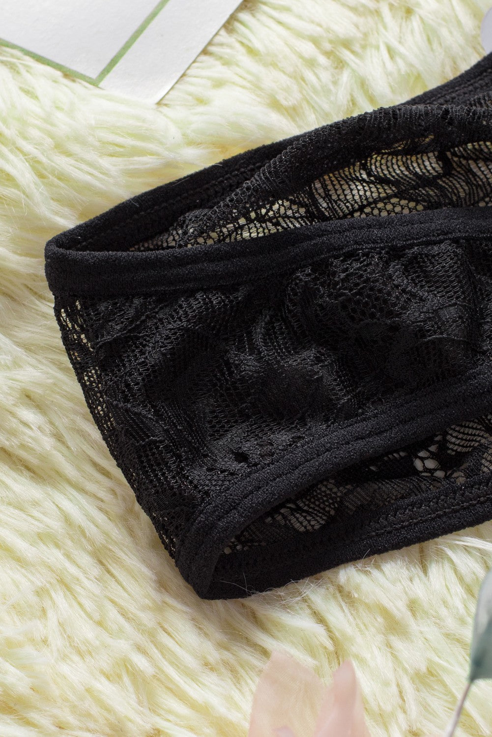 La Belle Fantastique Black Strappy Lace Thong