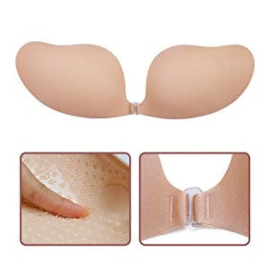 La Belle Fantastique Adhesive Silicone Bra, Invisible Stick On Bras Strapless Backless Bra Reusable Gel Lift Pasties Push Up Bra Sticky Nude