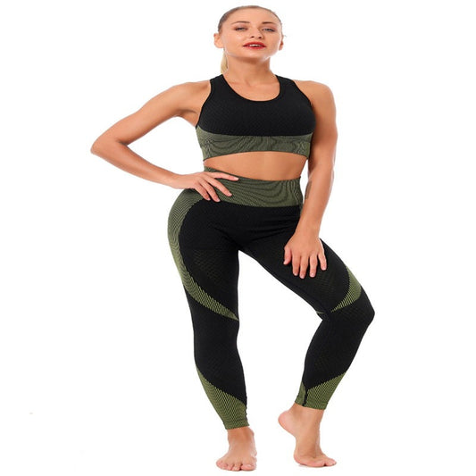 La Belle Fantastique Aura | Solid color padded hollow vest high waist stretch slim yoga sport two-piece set